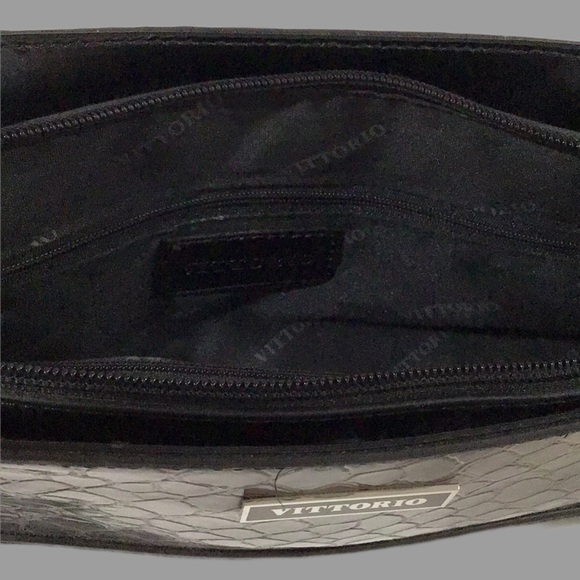 Vittorio Leather Croc Embossed, Gradient Color Shoulder Bag/Handbag, Black/Brown - Picture 11 of 11